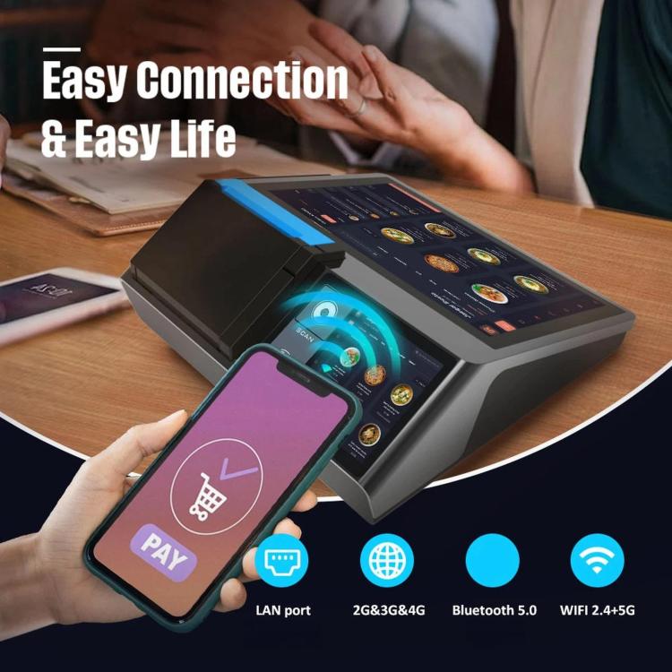 Z100 Dual-Screen Smart Cash Register With Printing All-In-One Machine, Android POS Terminal For Hotel, Restaurant, Supermarket EU Plug, Spec: 2.6 inch 58mm