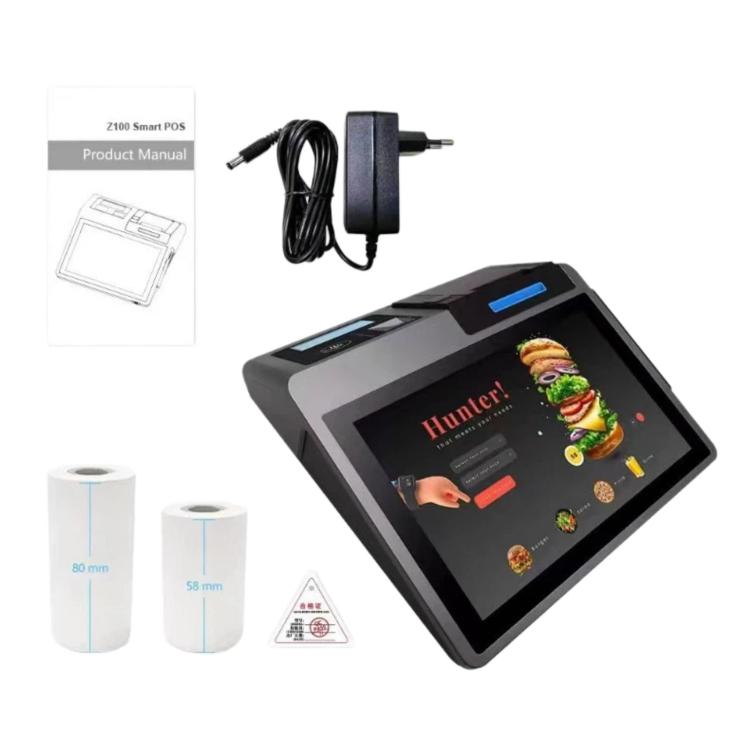 Z100 Dual-Screen Smart Cash Register With Printing All-In-One Machine, Android POS Terminal For Hotel, Restaurant, Supermarket EU Plug, Spec: 2.6 inch 80mm