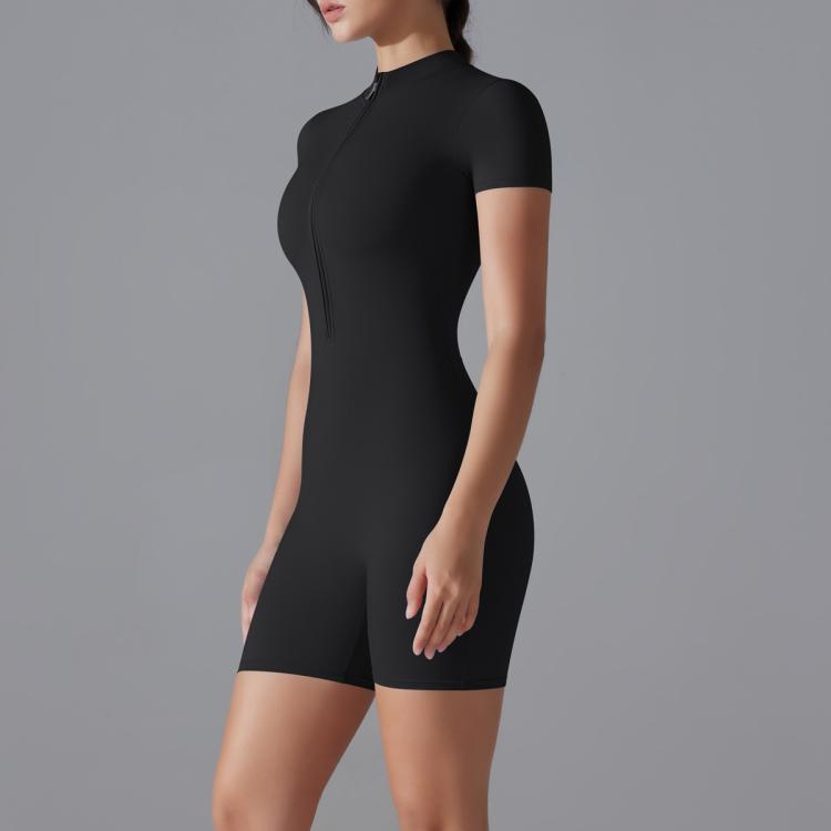 Dance Fitness Tight Zipper Yoga Bodysuit, Size: XL