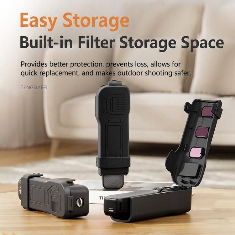 For DJI Osmo Pocket 3 Gimbal Protector Hard Case with Integrated 3 Filter Storage Scratch-Resistant Cover - Black