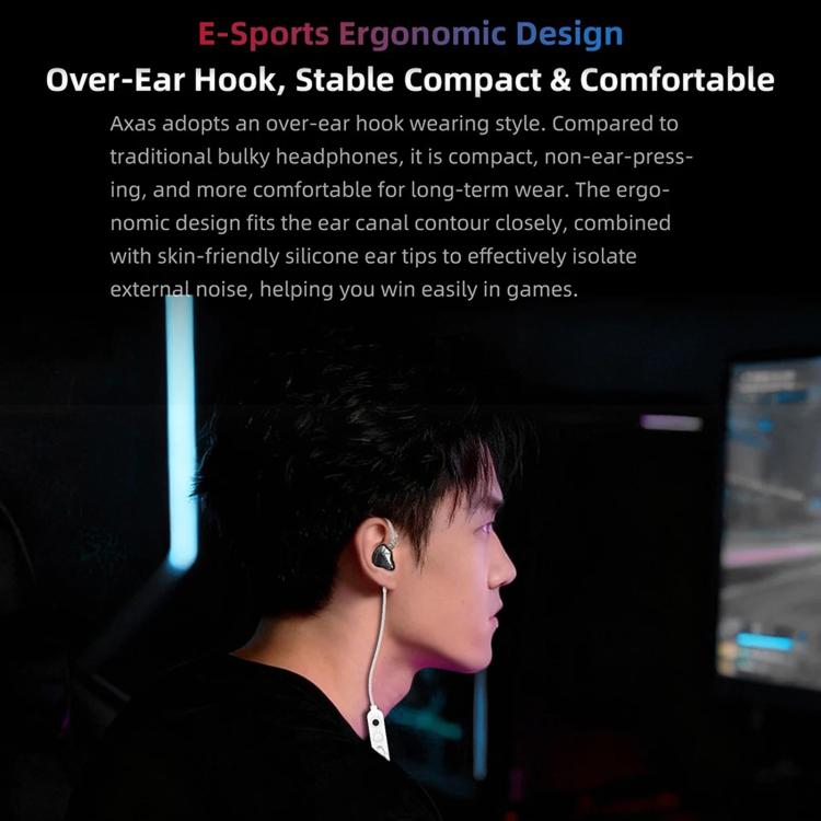 KZ Axas FPS 1.2m Wired Gaming Earphones, Color: 3.5mm With Mic Black