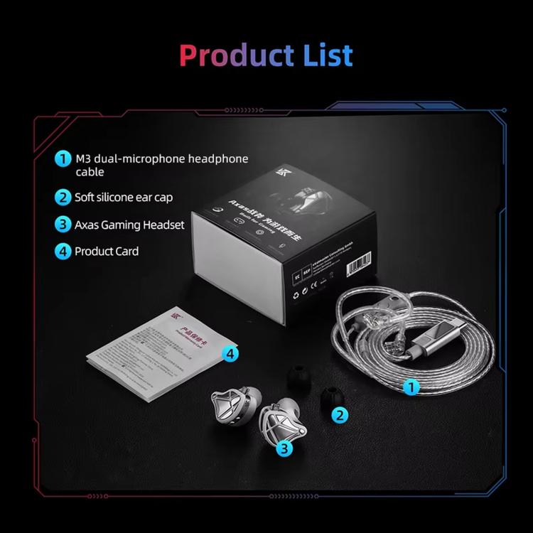 KZ Axas FPS 1.2m Wired Gaming Earphones, Color: 3.5mm With Mic Black