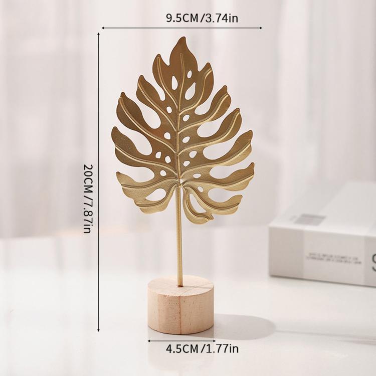 Handcrafted Wrought Iron Artwork TV Stand Ornament Home Decor, Style: Single Monstera Leaf