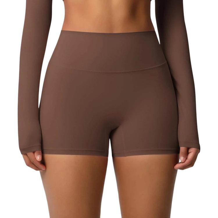 Double-Sided Brushed High-Waisted Tight-Fitting Fitness Yoga Shorts, Size: S