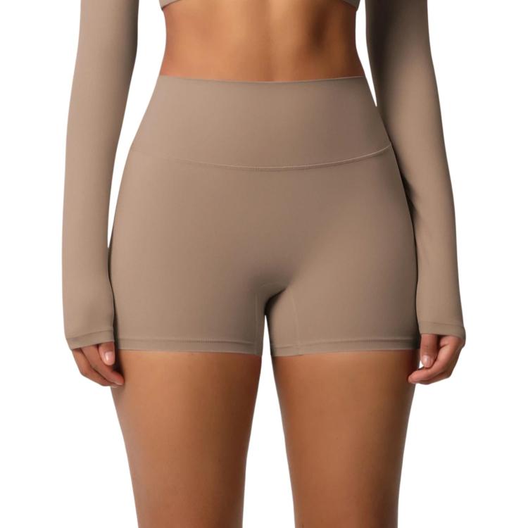 Double-Sided Brushed High-Waisted Tight-Fitting Fitness Yoga Shorts, Size: S