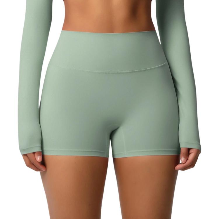 Double-Sided Brushed High-Waisted Tight-Fitting Fitness Yoga Shorts, Size: M