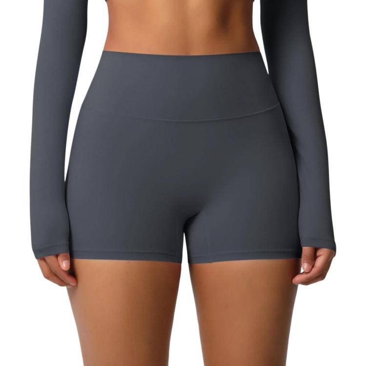 Double-Sided Brushed High-Waisted Tight-Fitting Fitness Yoga Shorts, Size: M