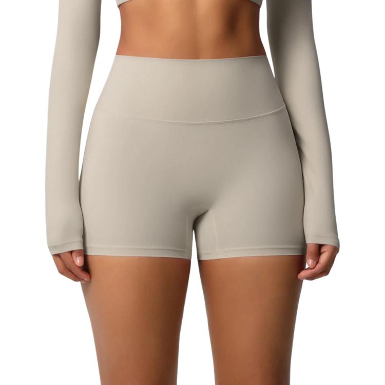 Double-Sided Brushed High-Waisted Tight-Fitting Fitness Yoga Shorts, Size: M
