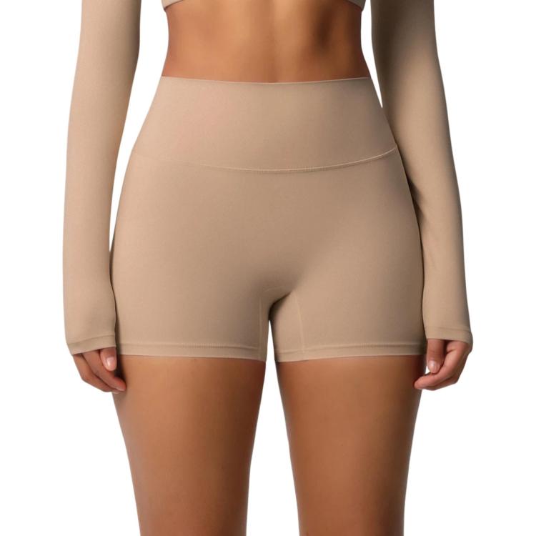 Double-Sided Brushed High-Waisted Tight-Fitting Fitness Yoga Shorts, Size: M