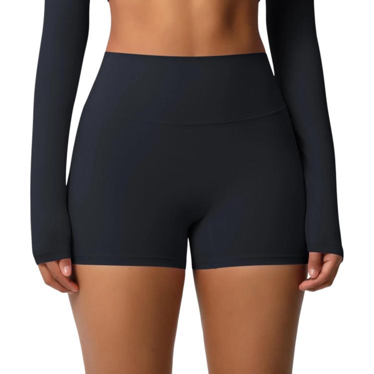 Double-Sided Brushed High-Waisted Tight-Fitting Fitness Yoga Shorts, Size: L