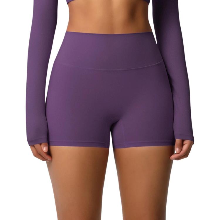 Double-Sided Brushed High-Waisted Tight-Fitting Fitness Yoga Shorts, Size: L