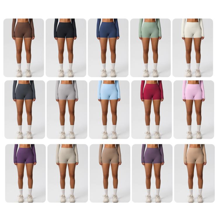 Double-Sided Brushed High-Waisted Tight-Fitting Fitness Yoga Shorts, Size: M