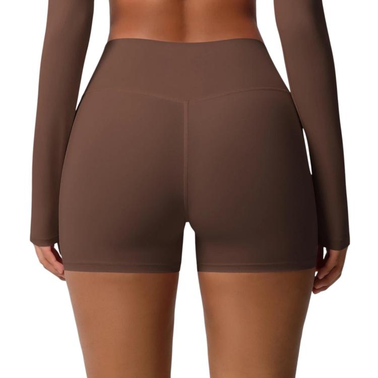 Double-Sided Brushed High-Waisted Tight-Fitting Fitness Yoga Shorts, Size: M