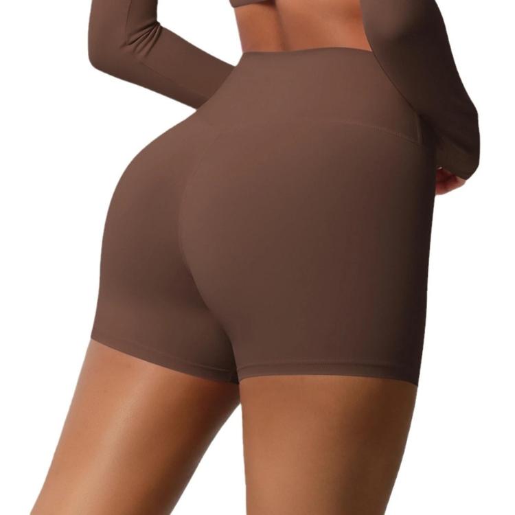 Double-Sided Brushed High-Waisted Tight-Fitting Fitness Yoga Shorts, Size: S
