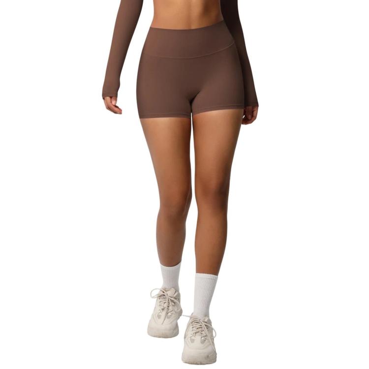 Double-Sided Brushed High-Waisted Tight-Fitting Fitness Yoga Shorts, Size: L