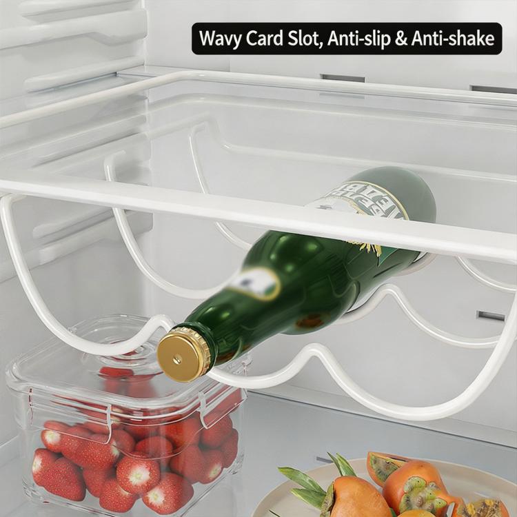 Under Shelf Fridge Wine Bottle Rack Metal Beverage Soda Can Organizer Holder for Refrigerator, Space Saving Wine Bottle Hanging Holder for Kitchen Cabinet Pantry - White