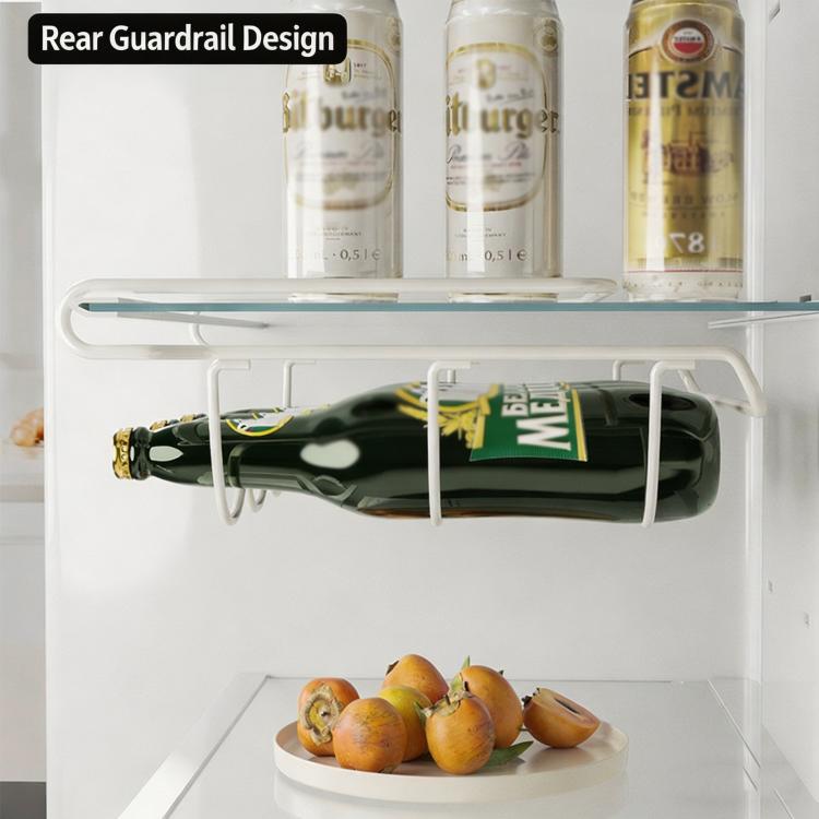 Under Shelf Fridge Wine Bottle Rack Metal Beverage Soda Can Organizer Holder for Refrigerator, Space Saving Wine Bottle Hanging Holder for Kitchen Cabinet Pantry - White