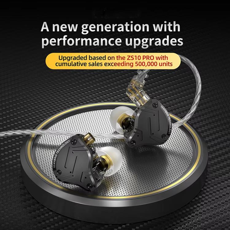 KZ-ZS10 PRO X 10-driver Dynamic Driver+Balanced Armature 1.2m Wired Earphones, Spec: With Mic