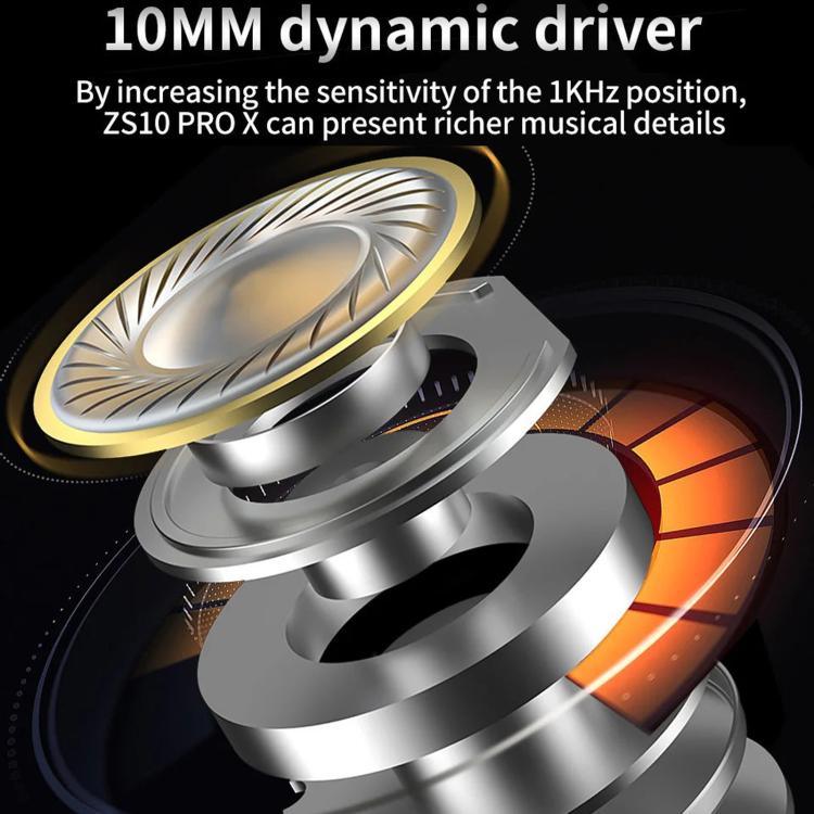 KZ-ZS10 PRO X 10-driver Dynamic Driver+Balanced Armature 1.2m Wired Earphones, Spec: Without Mic