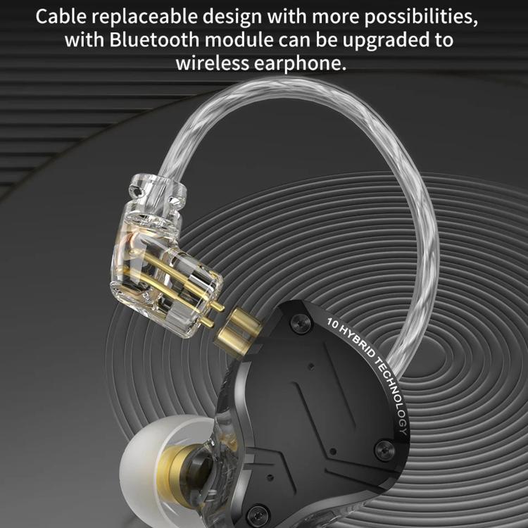 KZ-ZS10 PRO X 10-driver Dynamic Driver+Balanced Armature 1.2m Wired Earphones, Spec: With Mic