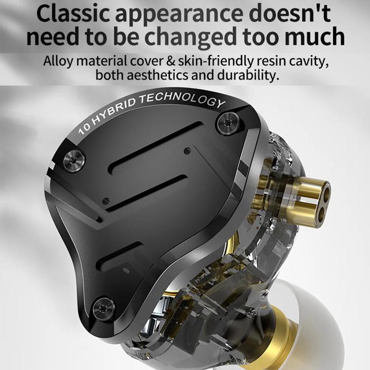 KZ-ZS10 PRO X 10-driver Dynamic Driver+Balanced Armature 1.2m Wired Earphones, Spec: Without Mic