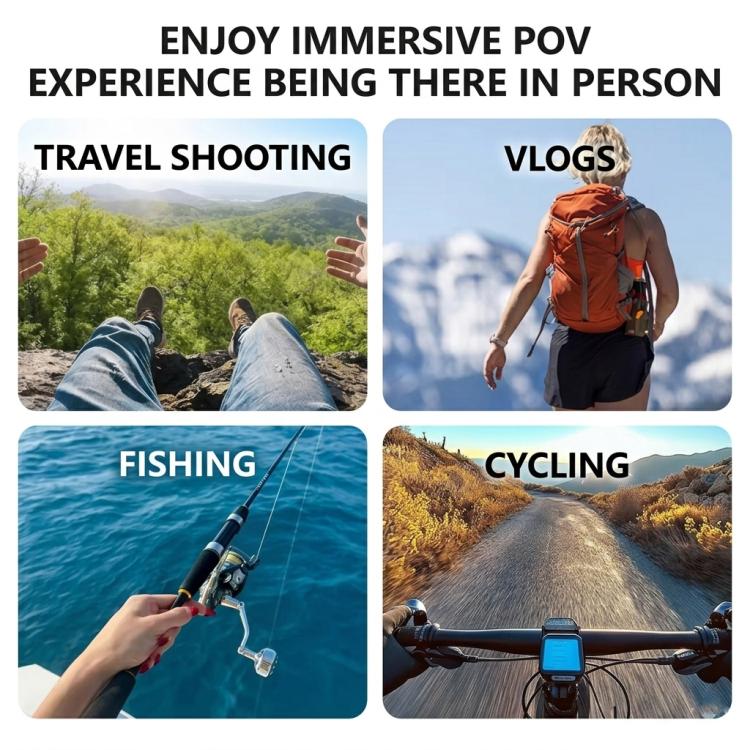 Neck Mount For Action Camera With 360-Degree Rotating Quick Release Base Air Cushion POV Necklace Holder With Anti-Shake Chest Strap - Black