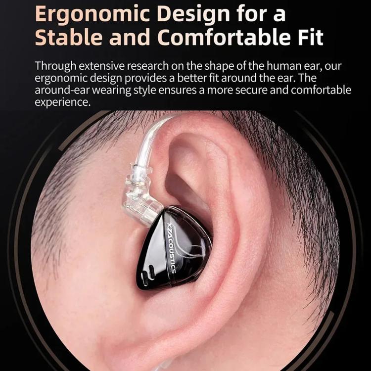 KZ X Angelears Libra Ultra-wideband Dynamic Hi-Fi In-Ear 1.2m Wired Earphones, Color: Black High-Resolution Standard