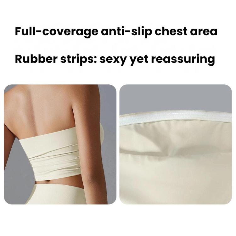 Breathable Form-Fitting Yoga Top With Pleated Strapless Design For Fitness Wear, Size: XL