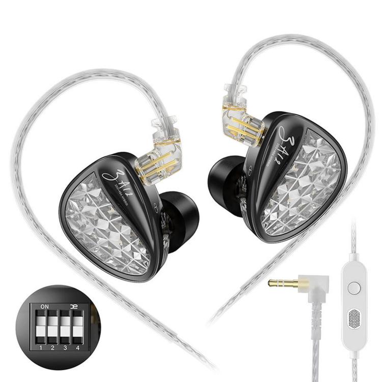 KZ-ZA12 Hybrid Dynamic Balanced Armature Hi-Fi Stage Monitor 1.2m Wired Earphones, Color: Tuning 3.5mm With Mic