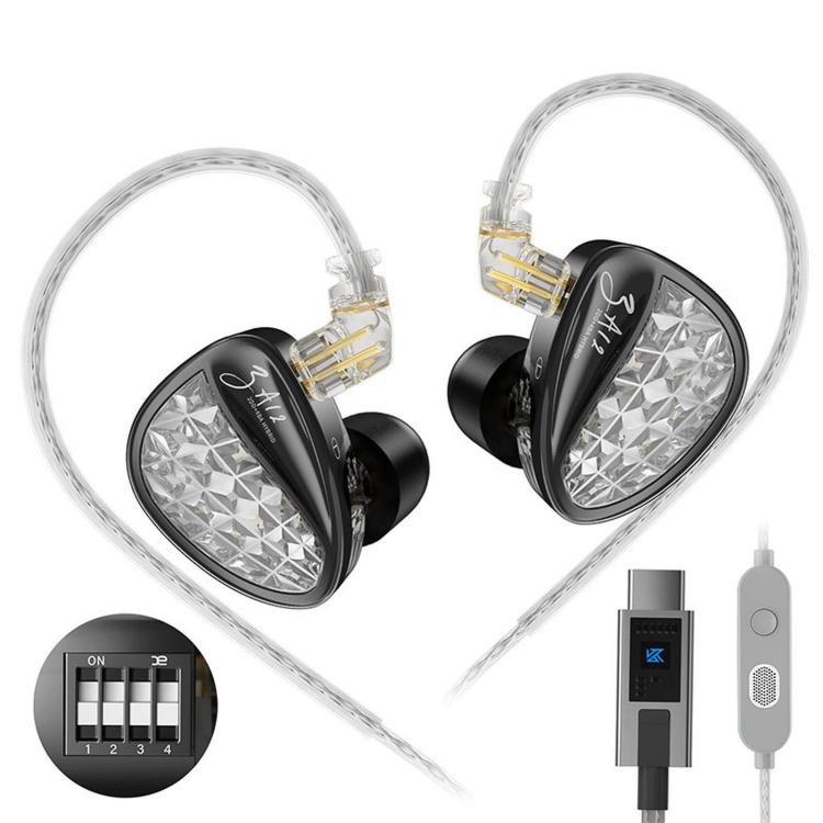 KZ-ZA12 Hybrid Dynamic Balanced Armature Hi-Fi Stage Monitor 1.2m Wired Earphones, Color: Tuning Type-C Sound Card
