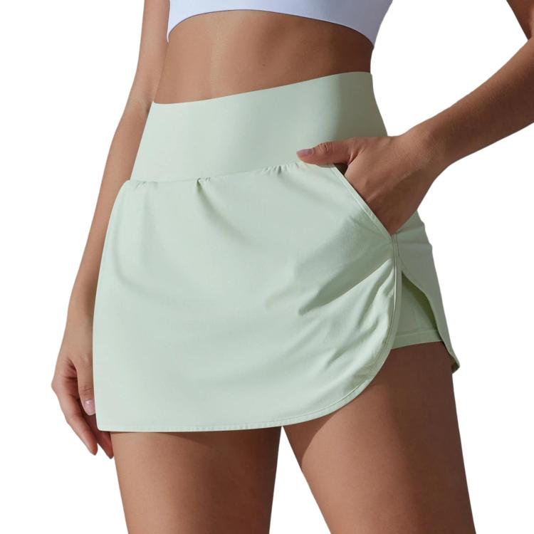 High-Waisted Form-Fitting Two-Piece Style Tennis Skirt With Back Pockets, Size: S