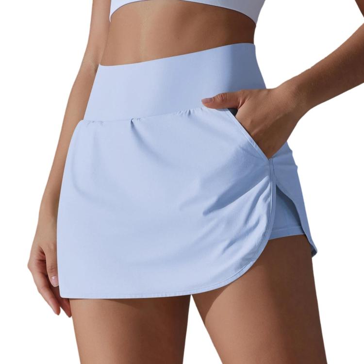High-Waisted Form-Fitting Two-Piece Style Tennis Skirt With Back Pockets, Size: M