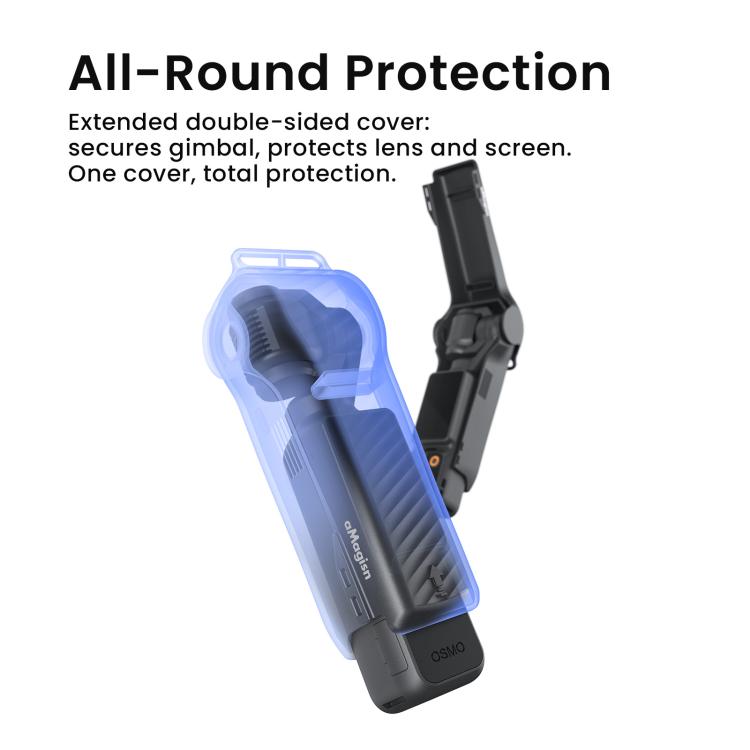 For DJI Osmo Pocket 4 aMagisn One-Piece Flip Protective Case Impact-Resistant ABS Hard Cover with Built-in Magnetic Filter Storage - Black