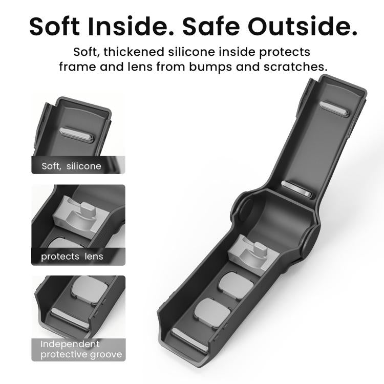 For DJI Osmo Pocket 4 aMagisn One-Piece Flip Protective Case Impact-Resistant ABS Hard Cover with Built-in Magnetic Filter Storage - Black