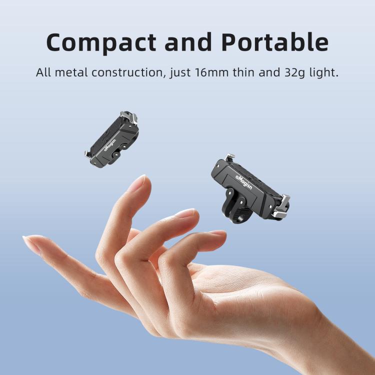 For Insta360 GO Ultra AMagisn 360-Degree Rotatable Metal Magnetic Quick-Release Mount With 1/4-Inch Thread And 2-Prong Base - Black