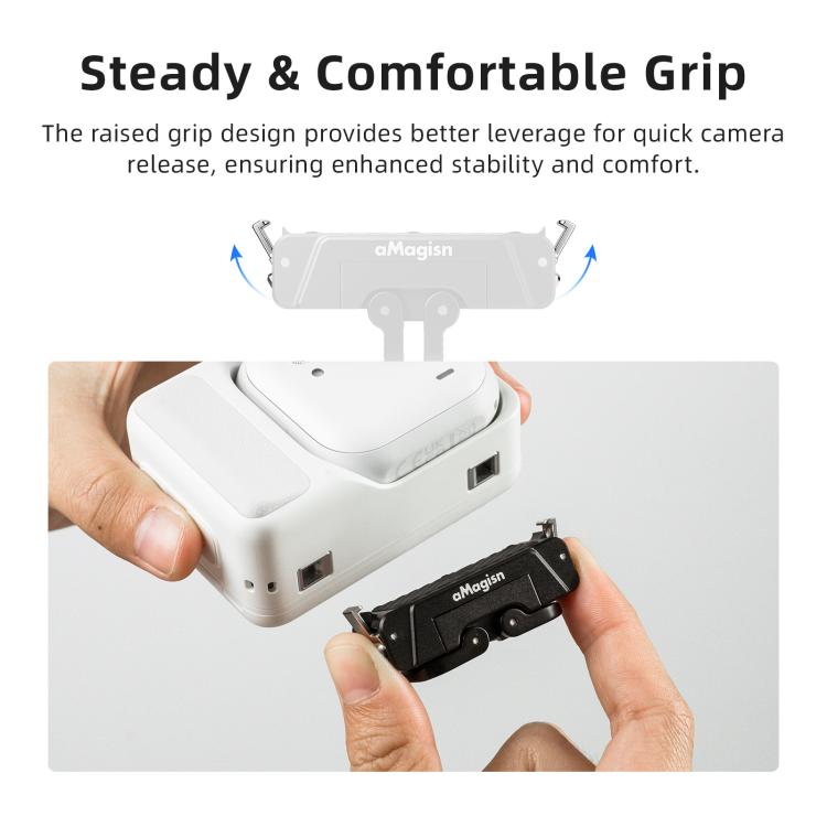 For Insta360 GO Ultra AMagisn 360-Degree Rotatable Metal Magnetic Quick-Release Mount With 1/4-Inch Thread And 2-Prong Base - Black