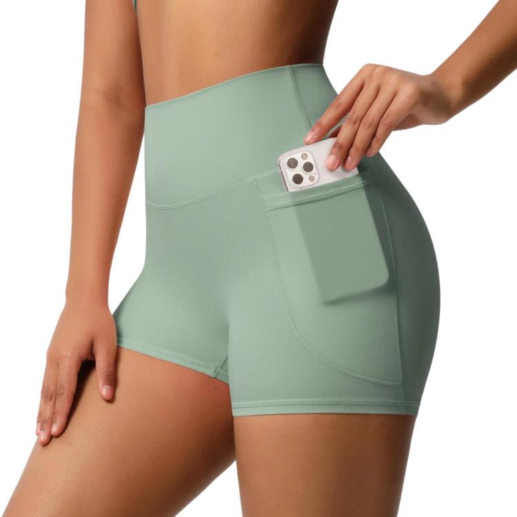 High-waisted Tight-fitting Yoga Shorts Three-quarter Length With Pockets, Size: XL