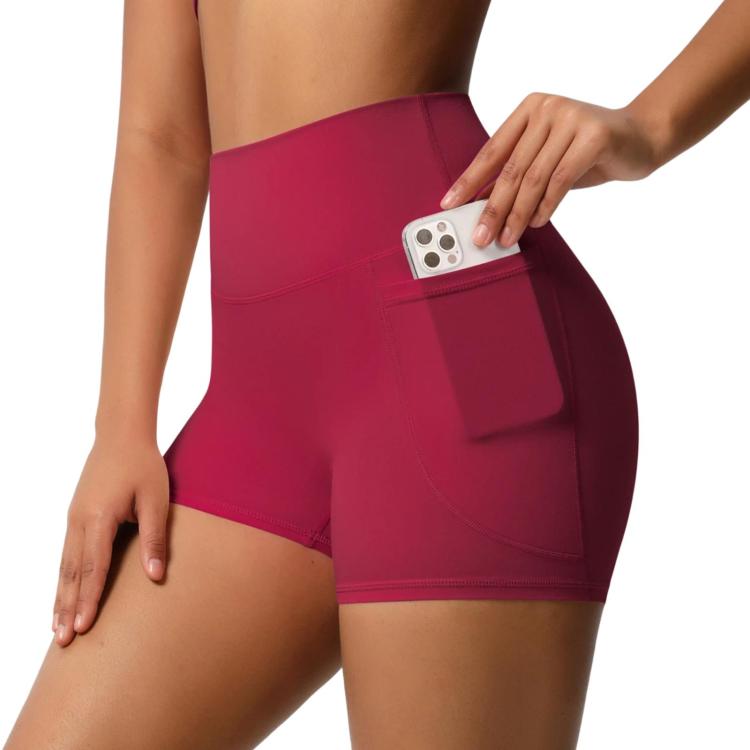 High-waisted Tight-fitting Yoga Shorts Three-quarter Length With Pockets, Size: XL