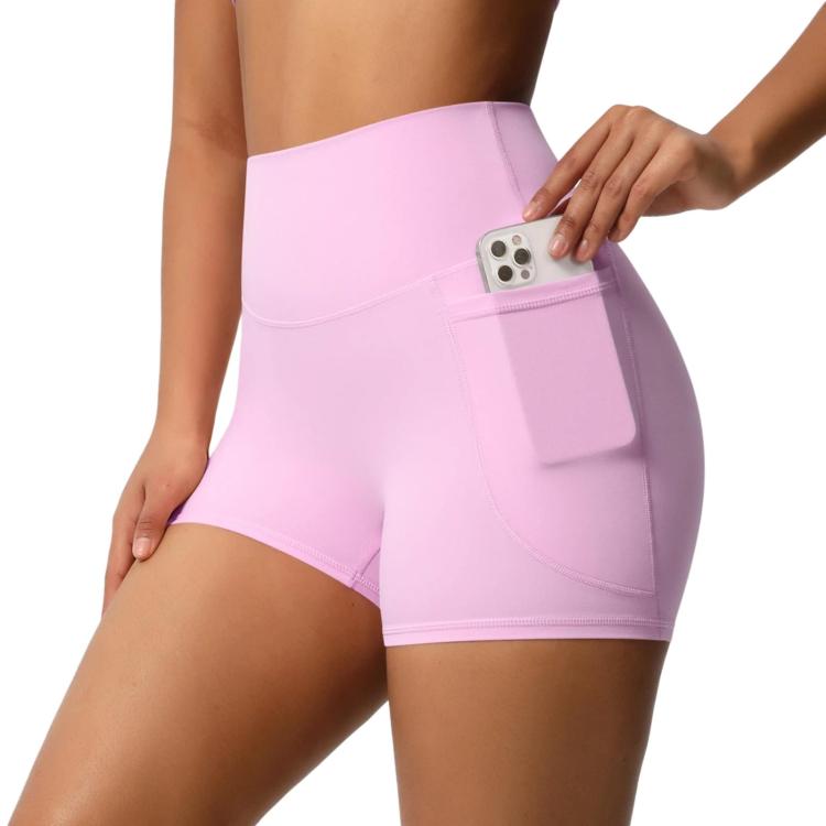 High-waisted Tight-fitting Yoga Shorts Three-quarter Length With Pockets, Size: XL