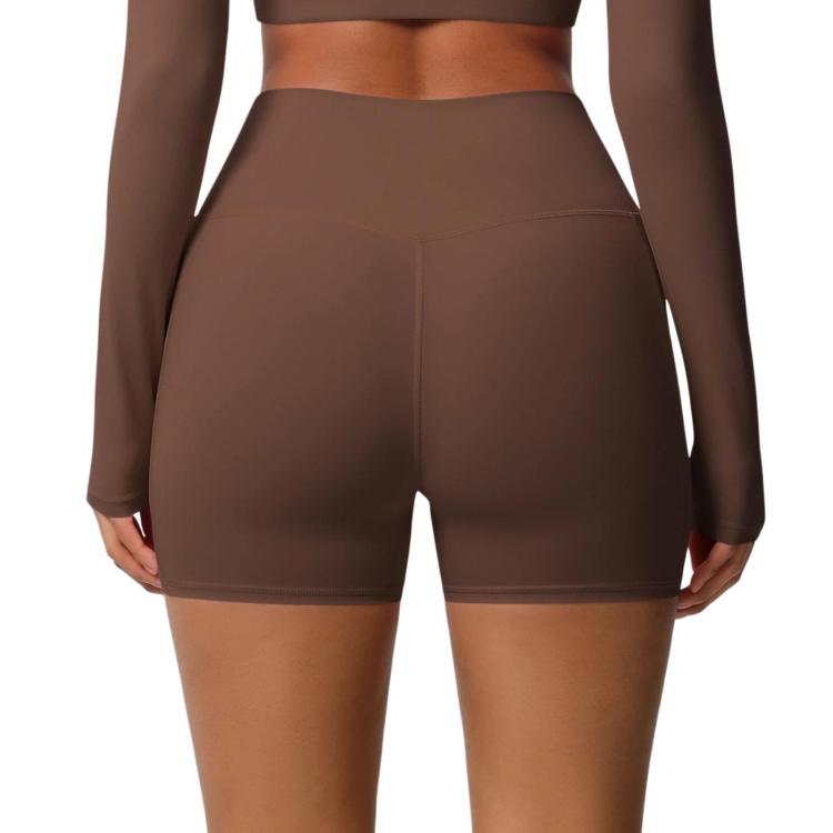High-waisted Tight-fitting Yoga Shorts Three-quarter Length With Pockets, Size: M