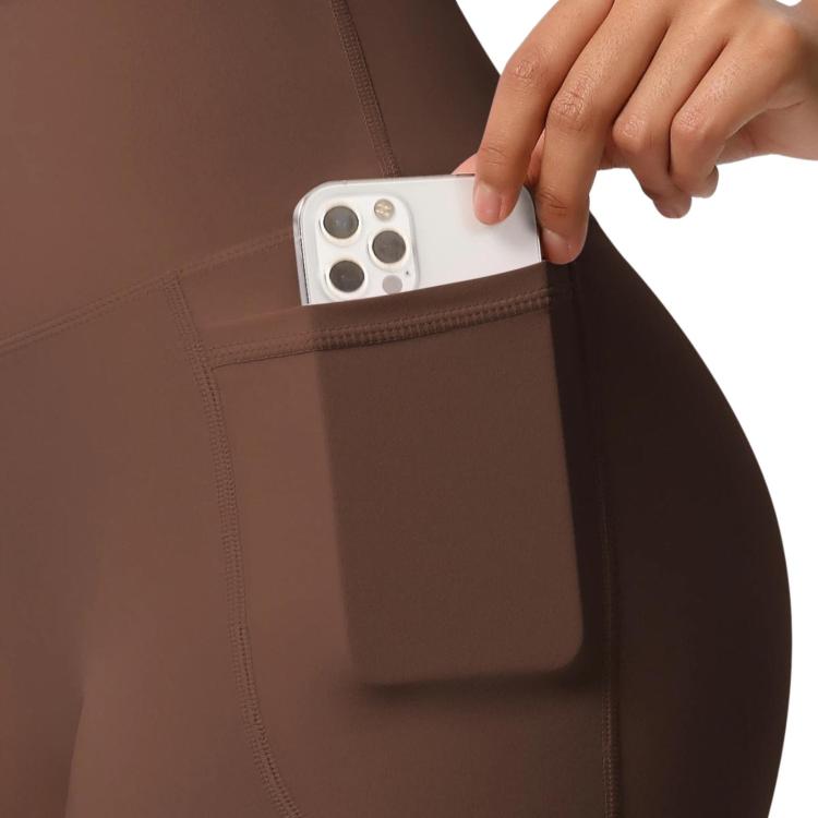 High-waisted Tight-fitting Yoga Shorts Three-quarter Length With Pockets, Size: S