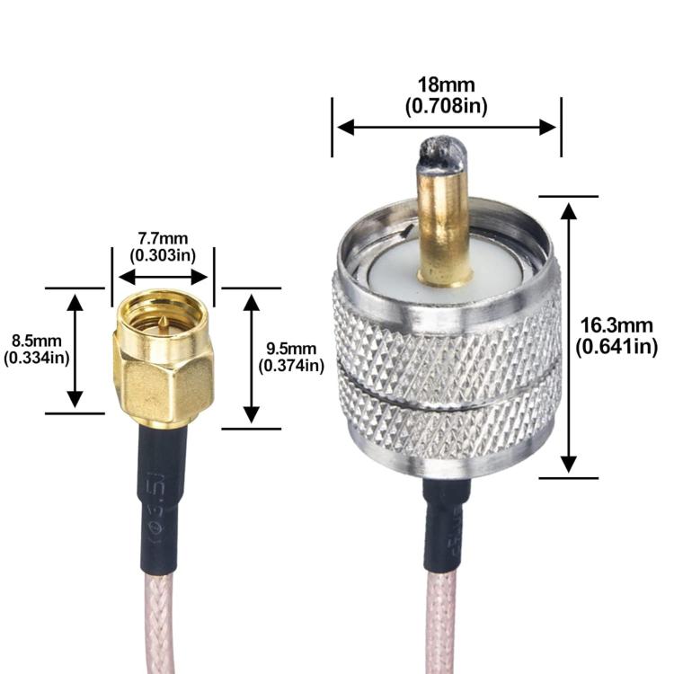 SMA Male To PL259 UHF Male RG316 RF Connection Cable, Length: 0.3m
