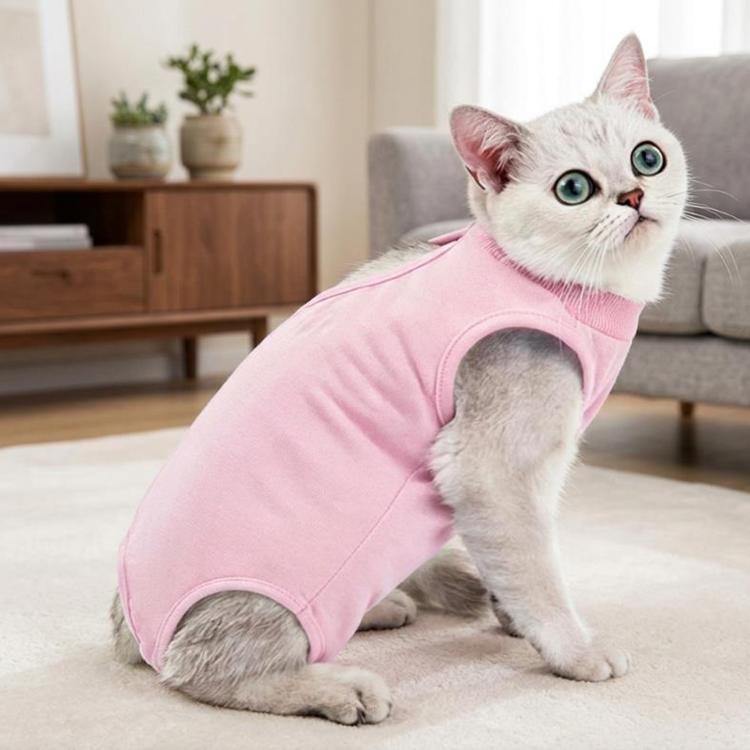 Summer Elastic Breathable Cat Surgery Suit, Pets Lick-Proof Cool Postoperative Recovery, Spec: M Pink