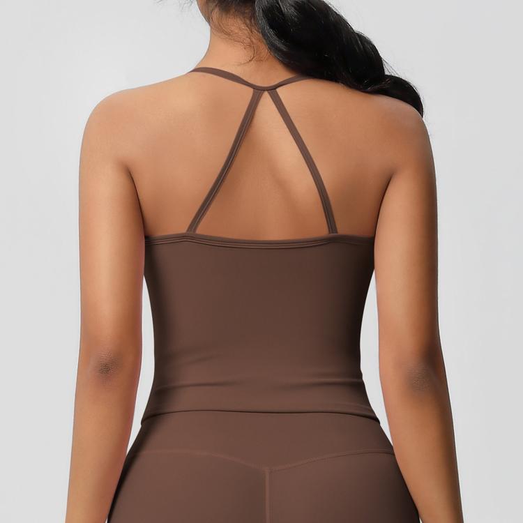 Fitted Flattering Backless Long Yoga Vest Sports Bra, Size: M