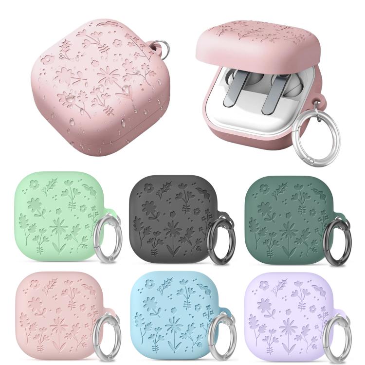 For Galaxy Buds4 / Buds4 Pro AhaStyle WG199 Plant Flower Pattern Silicone Split-Design Case