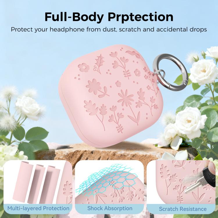 For Galaxy Buds4 / Buds4 Pro AhaStyle WG199 Plant Flower Pattern Silicone Split-Design Case