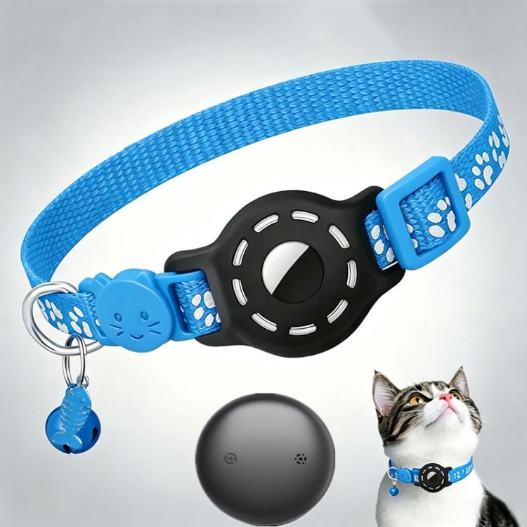 Smart Cat Collar With Built-In Tracker Reflective Paw Prints Compatible with Apple Find My