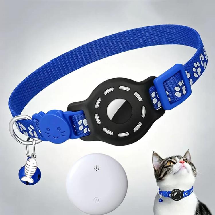 Smart Cat Collar With Built-In Tracker Reflective Paw Prints Compatible with Apple Find My