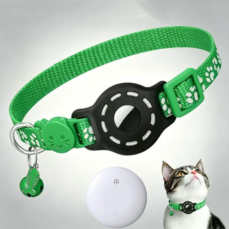 Smart Cat Collar With Built-In Tracker Reflective Paw Prints Compatible with Apple Find My