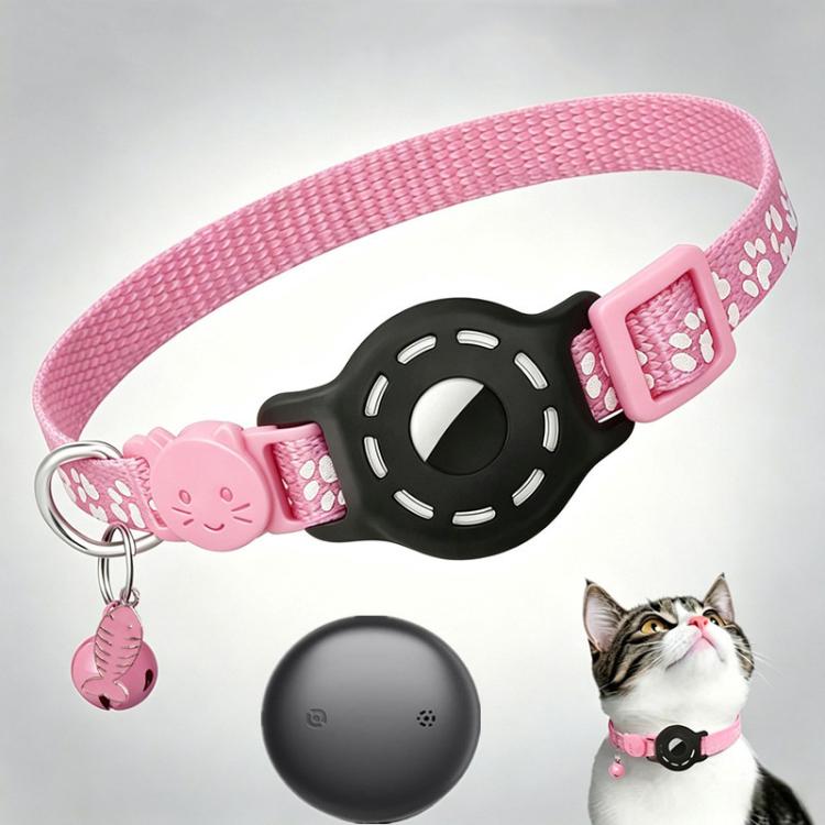 Smart Cat Collar With Built-In Tracker Reflective Paw Prints Compatible with Google Find My